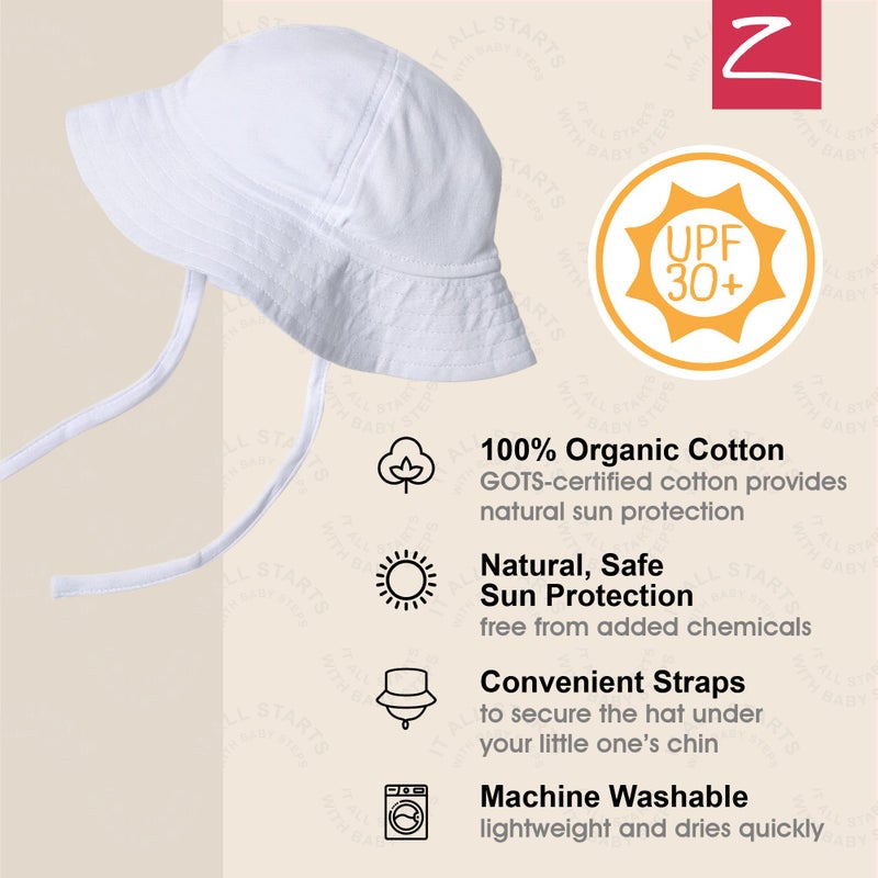 Zutano Unisex Baby Pastel Solid Sun Hat, Classic White, 24 Months - Image 3